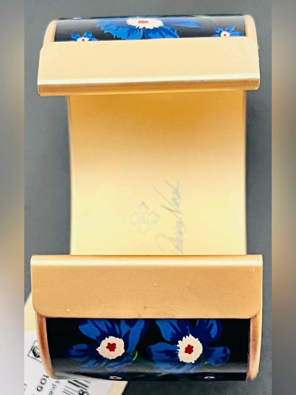PATRICIA NASH Gold Elleta Floral Leather Cuff Bracelet